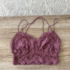 Free People Mauve Crochet Lace Bralette Top